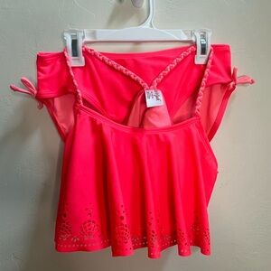 Cat‎ & Jack Bright Pink Eyelet Bikini Set size 16 nwt